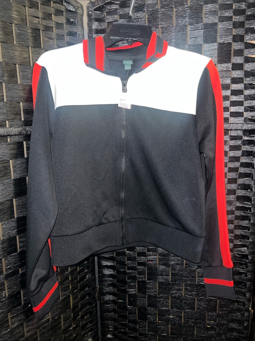 Women’s Colorblock Zip-Front Jacket - Black/White/Red size S Wild Fable nwt